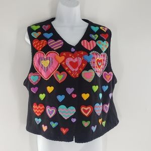 Michael Simon heart sweater vest vintage size large